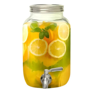 Jarro Para Jugo Dispensador De Bebidas Jarro De Vidrio 4l Color Transparente / Dispensador Liso Sin Atril 4l