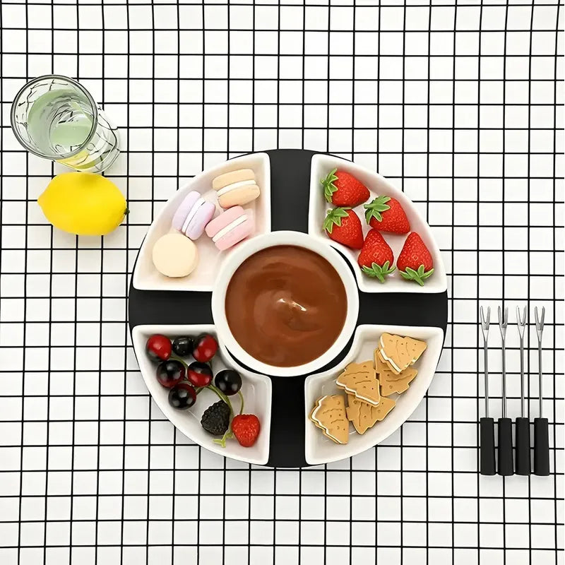 Fondue Chocolate Juego De Fondue Ceramica Fondue Queso 11pc Fondue Queso Olla Fondue Bandeja Fondue Ceramica Olla Fondue... Negro