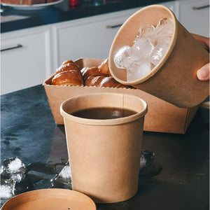 Set X50 Potes Contenedor De Alimentos Pote Kraft C/tapa 26oz