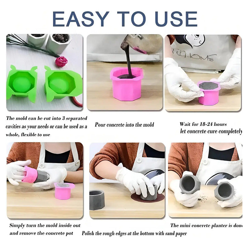 X2 Moldes De Silicona Maceta Molde Para Yeso Molde Para Vela Moldes Reutilizables De Yeso De Arcilla De Hormigón Para Macetas Caseras Para Suculentas Decoración Duradera Del Hogar Pasteleriuscl