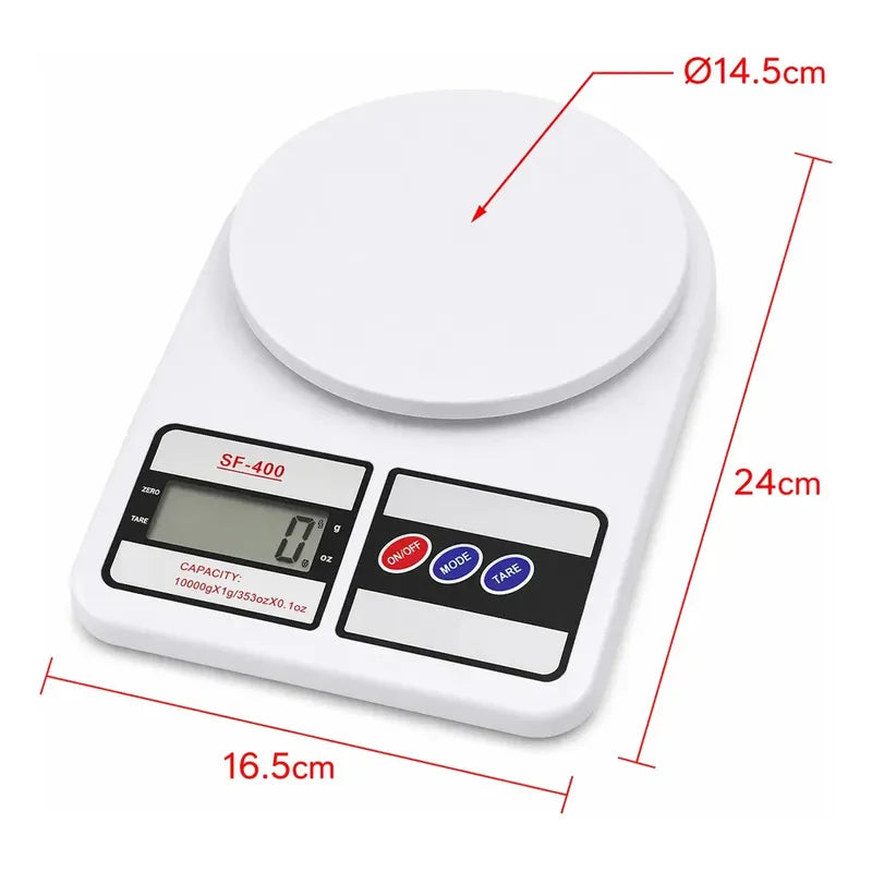 Balanza Pesa Digital Para Cocina Comercio 1g A 10kg Pesa Cocina Digital Pesas Para Cocina Balanza Digital Pesa Gramera... 10 Kg Blanco