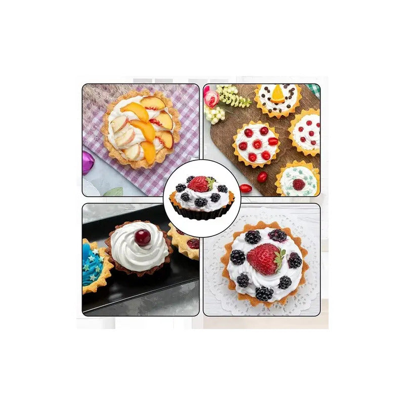 Pack X3 Moldes Tartaleta Desmontable Tarta Individual 10,5cm Molde Tartaletas Reutilizables Para Tartas Mini Moldes Para... Gris Oscuro