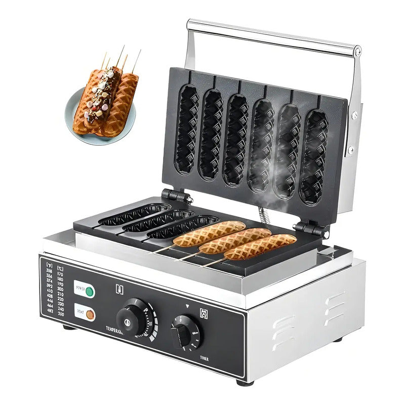 Wafleras Con Formas Hot Dog Maker Maquina Para Waffles 1550w Máquina Comercial Antiadherente Para Banderines Máquina... Plateado