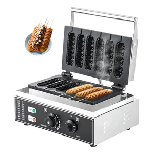 Wafleras Con Formas Hot Dog Maker Maquina Para Waffles 1550w Máquina Comercial Antiadherente Para Banderines Máquina... Plateado