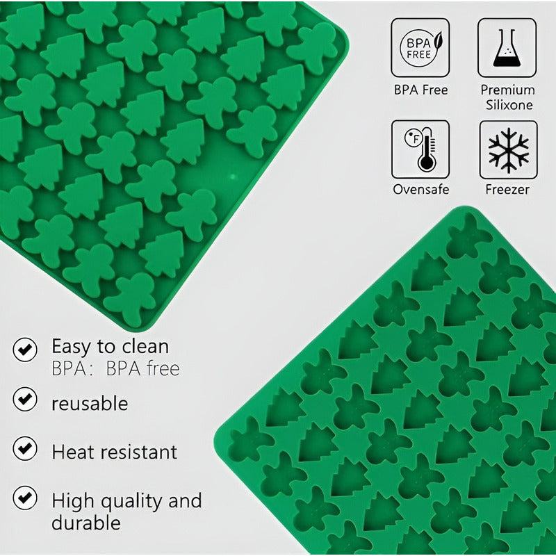 Moldes Chocolate Molde Silicona Navidad Arbol Jengibre 76cav Al Azar