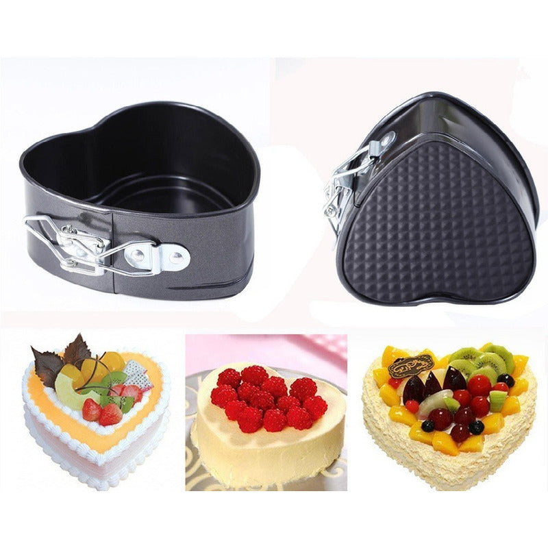 Pack X2 Moldes Torta Corazon Moldes De Queque Molde Pequeño Gris