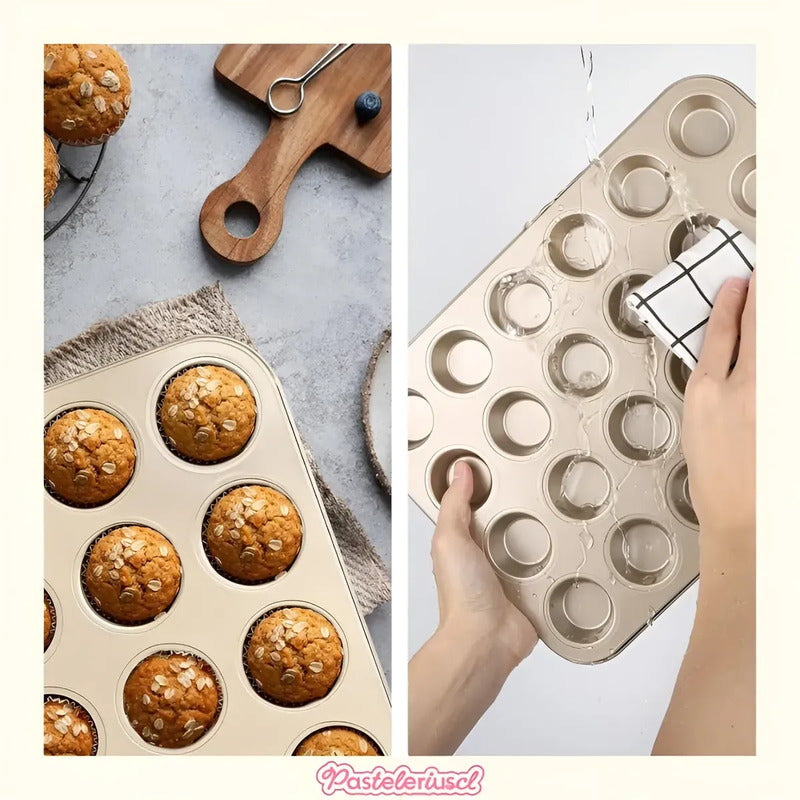 Moldes 24 Cupcakes Molde Mini Muffins Moldes Reposteria Bandeja Para Magdalenas Utensilio De Repostería Para Cupcakes... Dorado