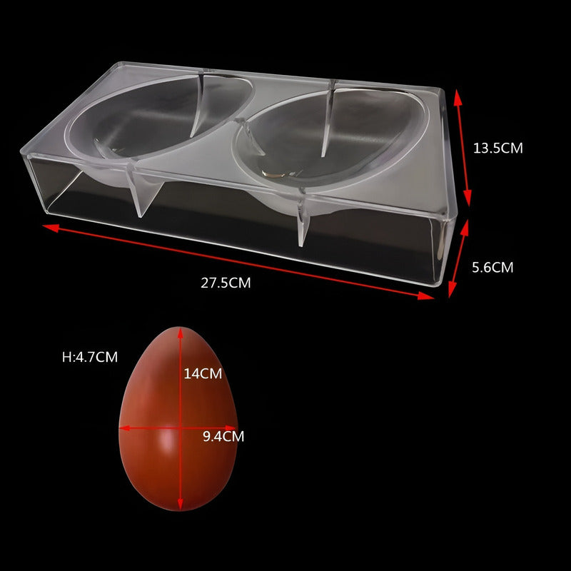 Molde Para Chocolate Policarbonato Molde Doble Huevo Pascua Transparente
