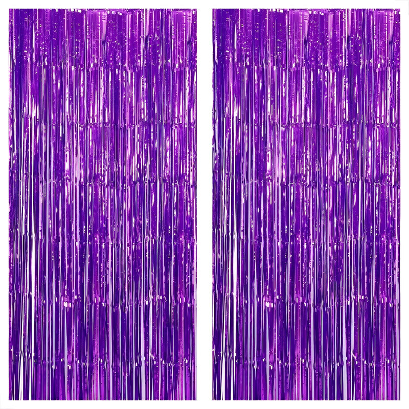 2 Cortina Cumpleaños Decoracion Cortina Metálicas Guirnalda Violeta Oscuro