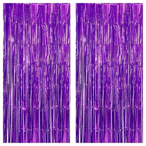 2 Cortina Cumpleaños Decoracion Cortina Metálicas Guirnalda Violeta