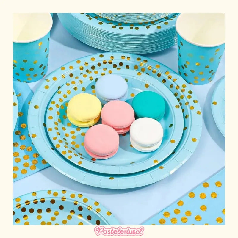 Vaso Platos Desechables Vajilla De Cumpleaños Servilleta 52pcs Suministros De Fiesta Kit De Cumpleaños Decoraciones De Fiesta Desechables Platos De Papel Y Vasos Celebraciones Pasteleriuscl Celeste