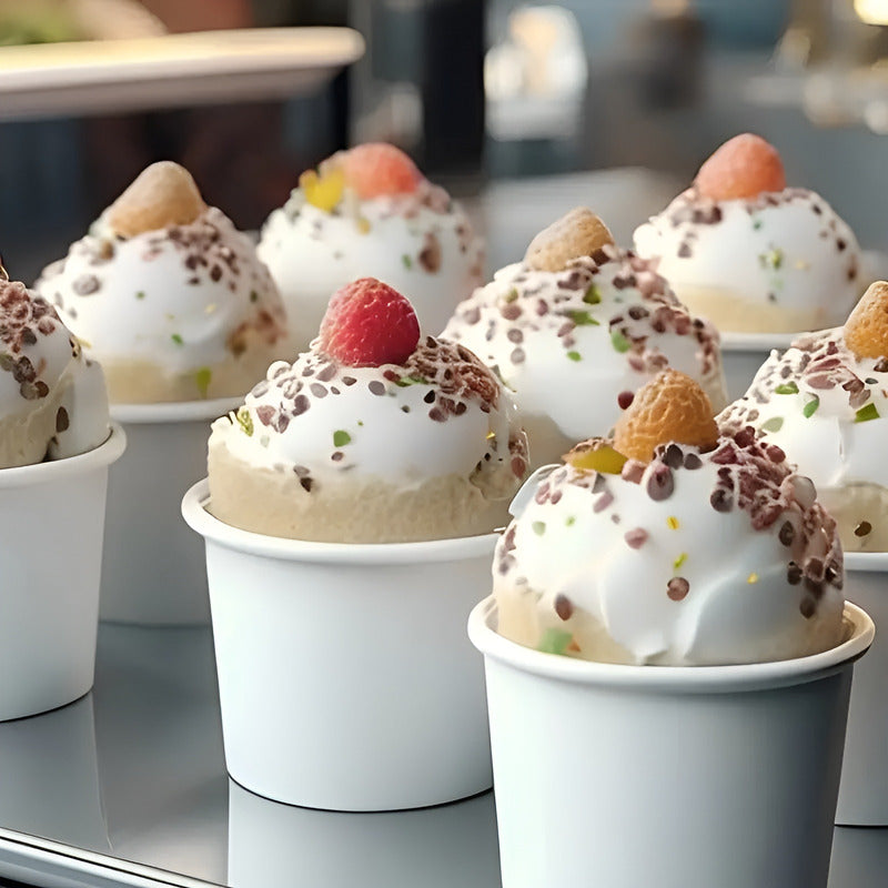 200 Vasos Polipapel Pote Helado Desechables Vaso Helado 12oz Blanco / Pote Helados 12oz