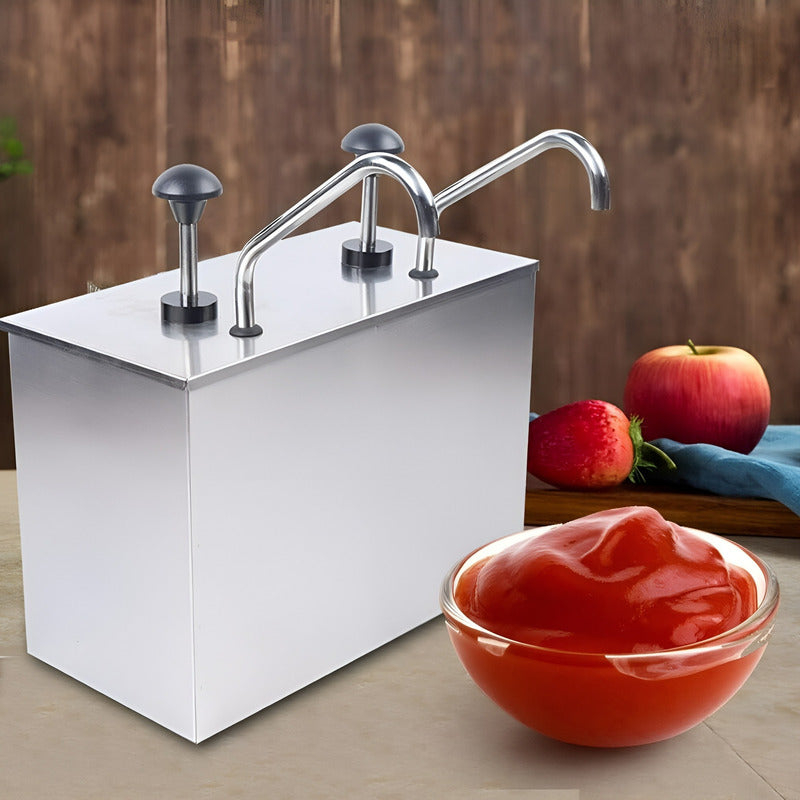 Dispensador De Salsa Comercial Dispensador Salsa Doble 4l Plateado / Dispensador Bomba Doble