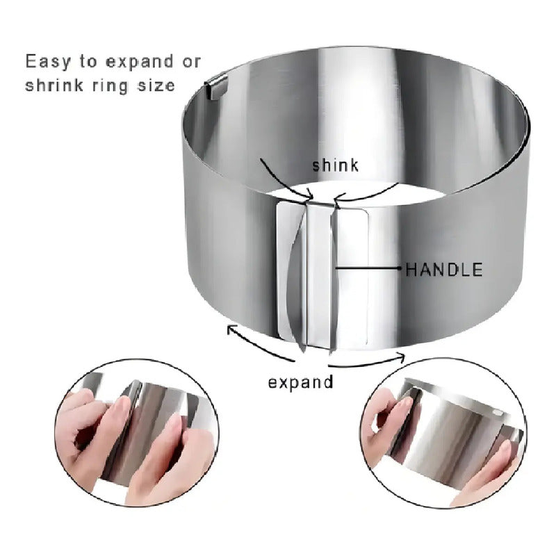 X4 Molde De Torta Molde Para Torta Anillo Redondo Ajustable Molde Ajustable Torta Queque Molde Redondo Torta Queque... Gris Oscuro