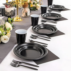 Set Cumpleaños Vasos Servilletas Platos Desechables 20 P/p Negro
