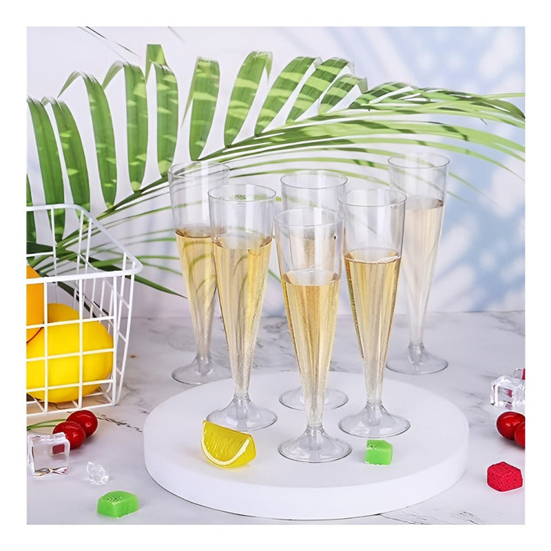 60 Copas Champagne Copa Acrilico Flauta Copas Champaña 5oz - Transparente