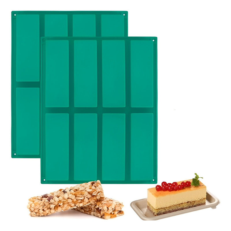 Pack X2 Moldes De Chocolate Molde Silicona Moldes Barra 8cav Multicolor