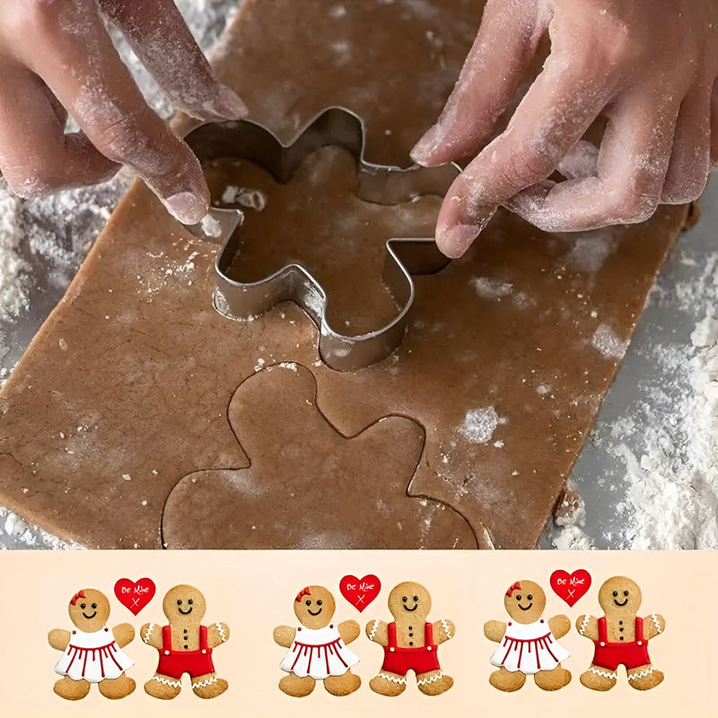 Set 4 Cortador Galletas Navidad Molde Galleta De Jengibre Plateado / Cortador Galletas Jengibre 4pcs