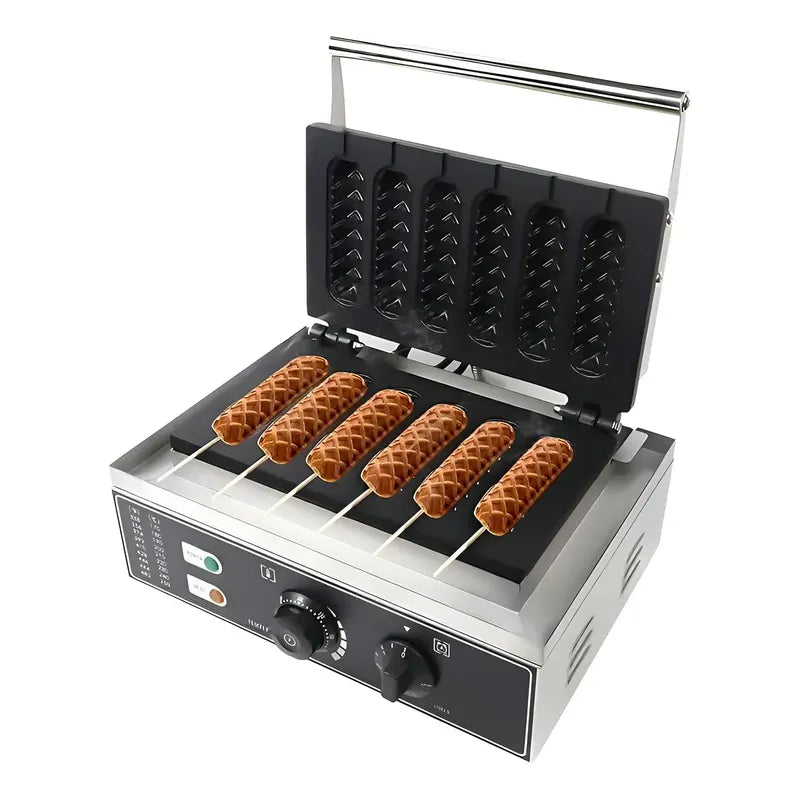 Wafleras Con Formas Hot Dog Maker Maquina Para Waffles 1550w Máquina Comercial Antiadherente Para Banderines Máquina... Plateado