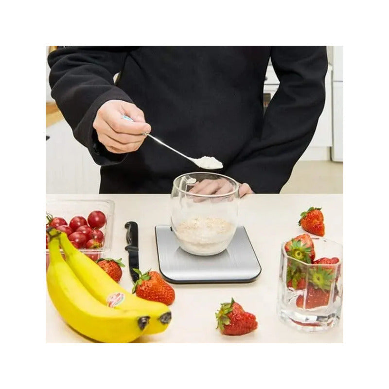 Báscula De Cocina Digital De Acero Inoxidable Para Alimentos Con Tara Y 5 Kg De Capacidad Plateado 5 G