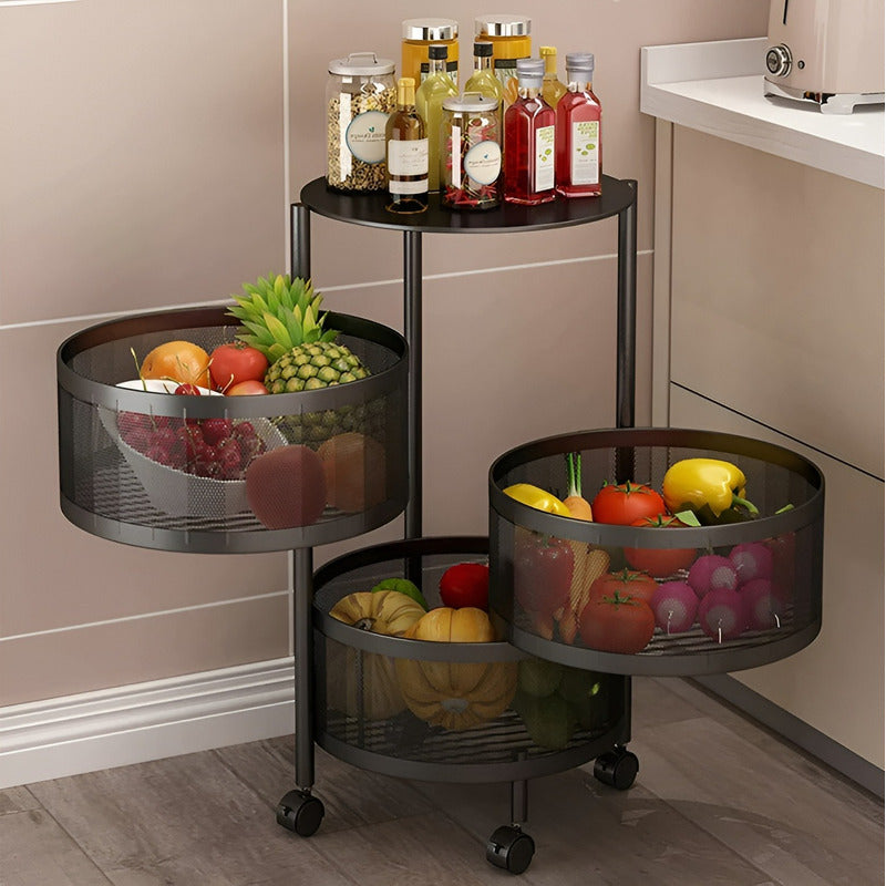 Carro Metalico Con Ruedas Organizador De Verduras 3 Niveles