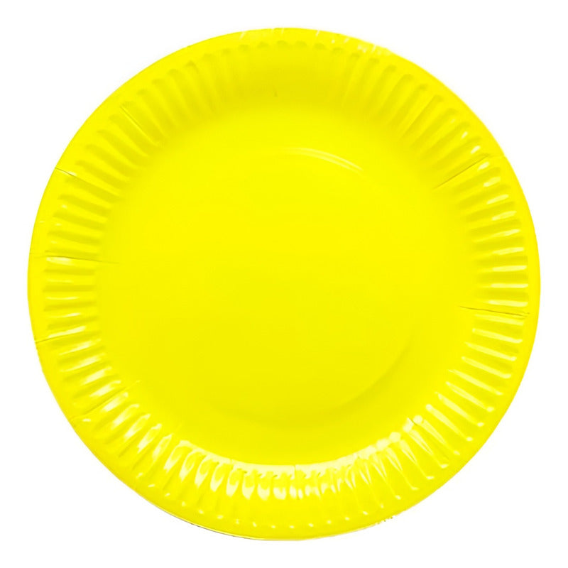 10 Platos Cumpleaños Platos De Papel Platos Desechables 18cm Amarillo