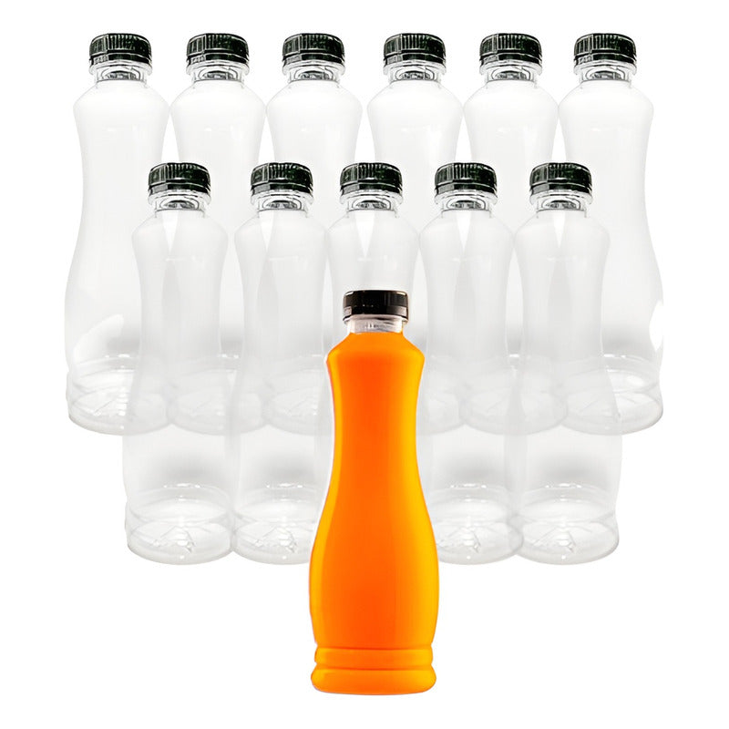 Set 12 Botellas Plasticas Transparentes Botella C/tapa 800ml Transparente