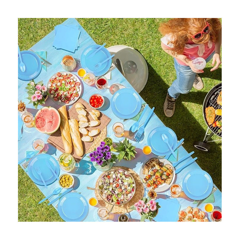 Set Cumpleaños Servilleta Vaso Plato Desechable Celeste 20p