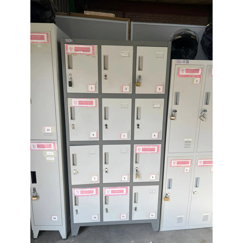 Lockers Metalicos Casillero Metálico 3 Cuerpos 12 Puertas Gris