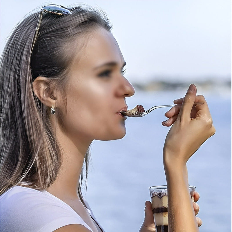 Pack X50 Vasos Postres + 50 Cucharas Postres Desechables Trasnparente / Vasos Postres Y Cucharas