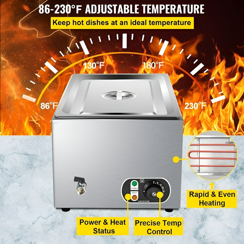 Chafer Bufetera Baño Maria Electrico Chafing Buffet Vapor 6l Chafer 1 Deposito