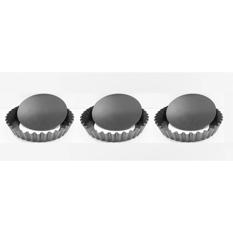 Pack X3 Moldes Tartaleta Desmontable Tarta Individual 12cm Gris
