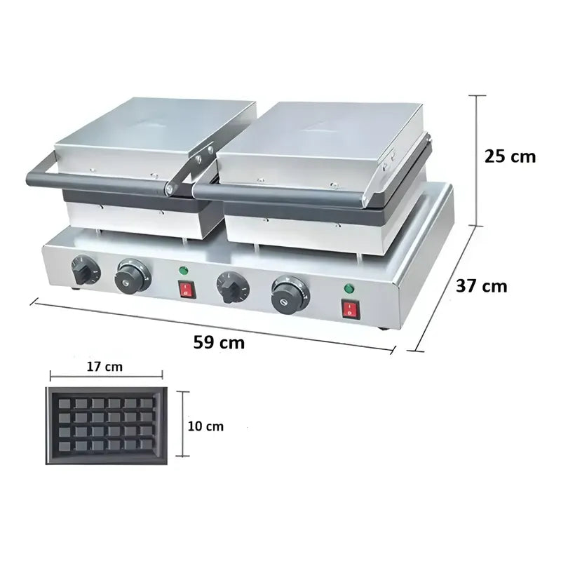Waflera Doble Wafleras Maquina De Waffles Waflera Industrial Plateado / Maquina De Waffles 2pcs