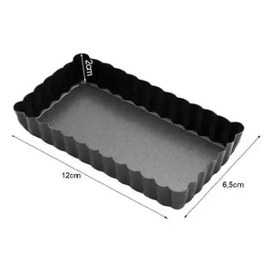 Pack De 6 Moldes Rectangulares Para Mini Tartaletas Con Base Desmontable Antiadherente Gris