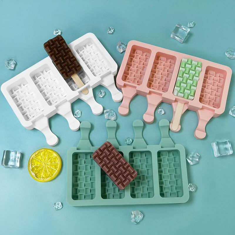 X2 Moldes De Silicona Reposteria Molde Helados Paletas 4cav