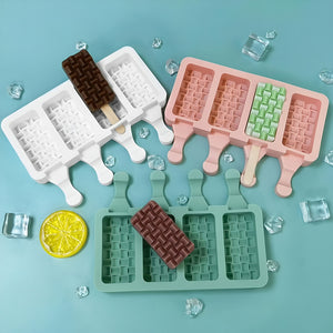 X2 Moldes De Silicona Reposteria Molde Helados Paletas 4cav