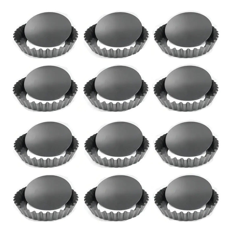 Pack X12 Moldes Tartaleta Desmontable Tarta Individual 12cm Molde Mini Tartaleta Molde Muffin Molde Metálico Mini Tarta Molde Repostería 12cm Tarta Molde Mini Kuchen Mini Cake Pasteleriuscl