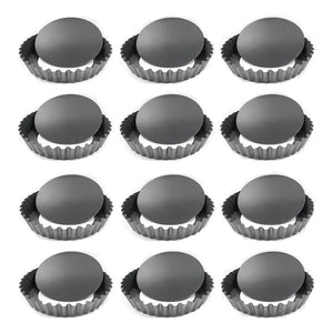 Pack X12 Moldes Tartaleta Desmontable Tarta Individual 12cm Molde Mini Tartaleta Molde Muffin Molde Metálico Mini Tarta Molde Repostería 12cm Tarta Molde Mini Kuchen Mini Cake Pasteleriuscl