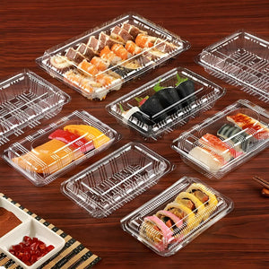 140 Bandejas Plastica Para Sushi Envase Transparente 3 Rolls Bandejas Desechables Para Delivery Y Restaurante Contenedor Para Comida Envase Plástico Transparente Para Sushi Con Tapa Dura Pasteleriuscl