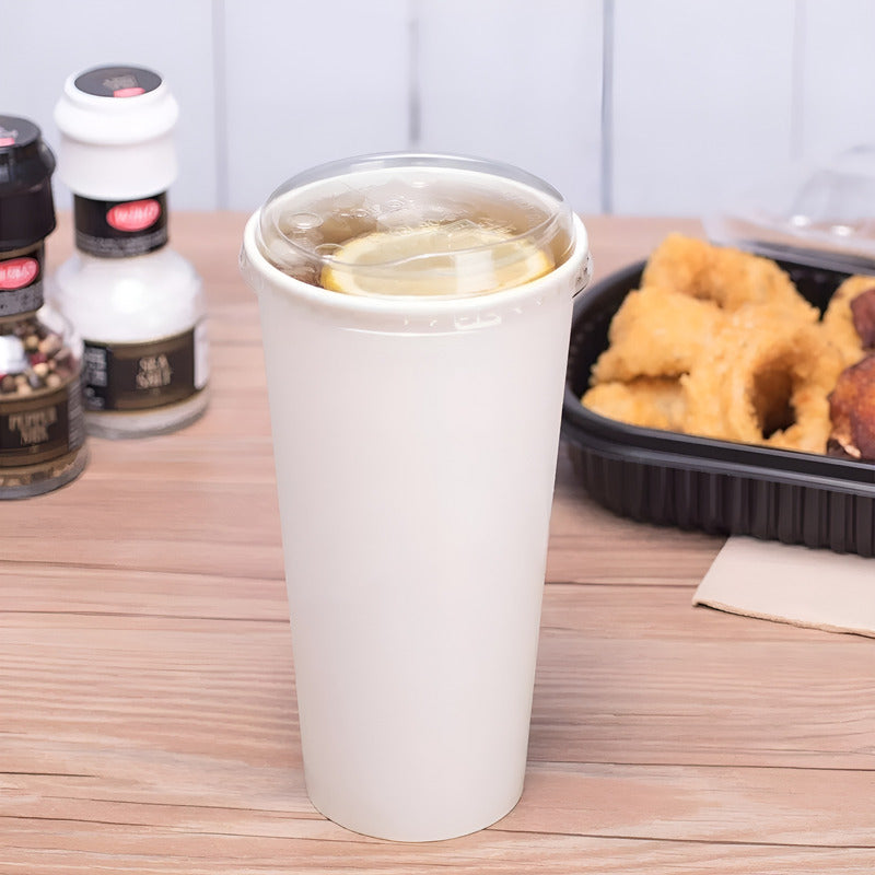 50 Vasos Polipapel Vasos Plasticos Desechables C/tapa 20 Oz Blanco