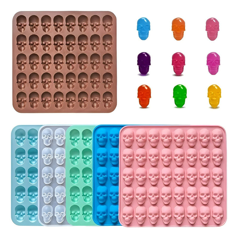 Moldes Silicona Halloween Moldes Reposteria Calavera 40cav Multicolor