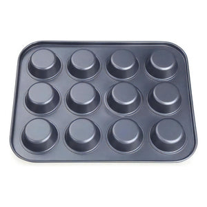 Molde 12 Muffins Cupcakes Placa Teflón Pettish Online Vc Color Negro