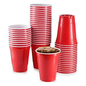 100 Vasos Plasticos Vaso Desechable Vasos Descartables Grande Vasos Plásticos Bicolor Vaso De Fiesta Vaso Americano Vasos Plasticos Rojos De Fiesta 450ml Pasteleriuscl Rojo