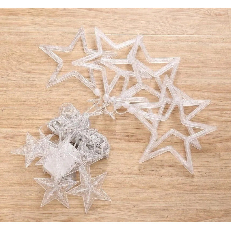 2 Luces Navideñas Cascadas Estrella Luces Cascadas Calida 3m Amarillo 3014