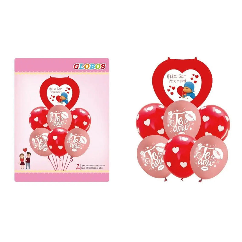 7 Globo Metalico Globo Te Amo Globos De Corazon Globo Amor Pack X7 Globos 101171