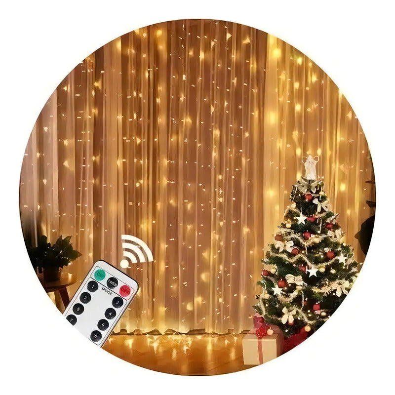 Cortina De Luces Luces Decorativas Guirnaldas Led Cortina Led Luces De Navidad Cortina Led Luces Adorno Navidad Exterior... Amarillo