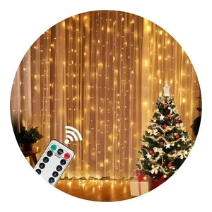 Cortina De Luces Luces Decorativas Guirnaldas Led Cortina Led Luces De Navidad Cortina Led Luces Adorno Navidad Exterior... Amarillo