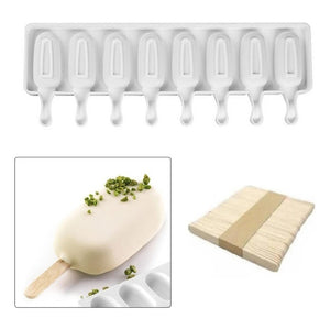 Moldes De Silicona Para Helados 8 Paletas Color Blanco Pastelería Cl