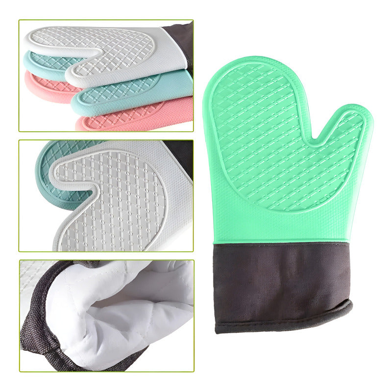 Guante Silicona Para Horno Toma Olla Guantes Cocina 27 Cm Color Verde Agua Guantes Silicona 27cm