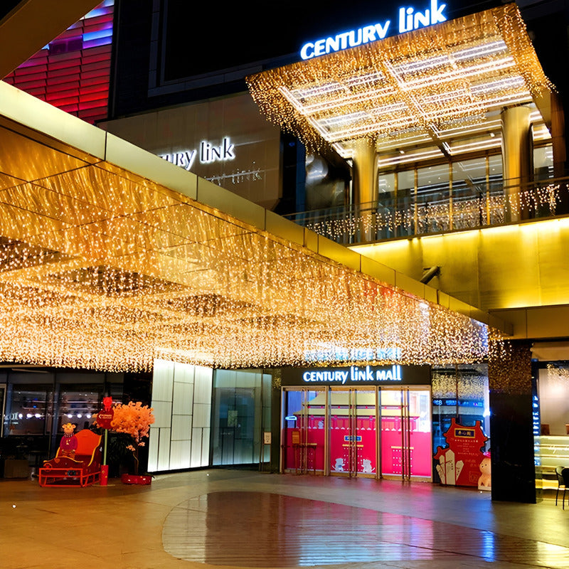 4 Cortina Luces Led Luces Navidad Cascada Luz Guirnalda 3mt - Amarillo